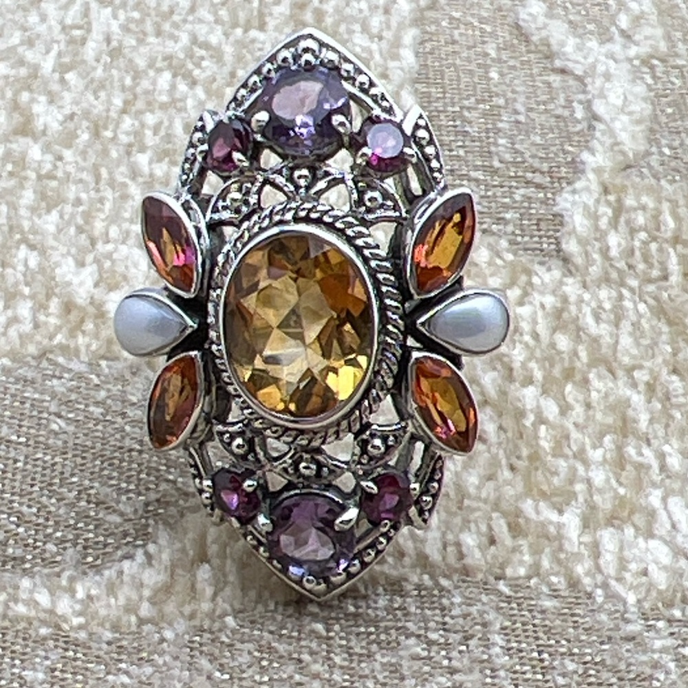 🌟NICKY BUTLER 925 Sterling Silver Citrine Multi Gem ONE OF A KIND Ring Size 8.5